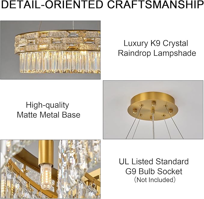 Crystal Chandeliers, 23" 8-Light Round Chandelier for Living Room, Modern Chandelier for Bedroom, Foyer Chandeliers for Entryway, Dining Room Lighting Fixture Hanging Lights