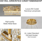 Crystal Chandeliers, 23" 8-Light Round Chandelier for Living Room, Modern Chandelier for Bedroom, Foyer Chandeliers for Entryway, Dining Room Lighting Fixture Hanging Lights