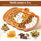 Ciieeo Halloween Pumpkin Charcuterie Board,14.9x11.4 Inches Pumpkin Shaped Serving Platter Sectional Bamboo Pumpkin Dish Plate for Fall Autumn Halloween Party,Thanksgiving Cheese Turkey Board