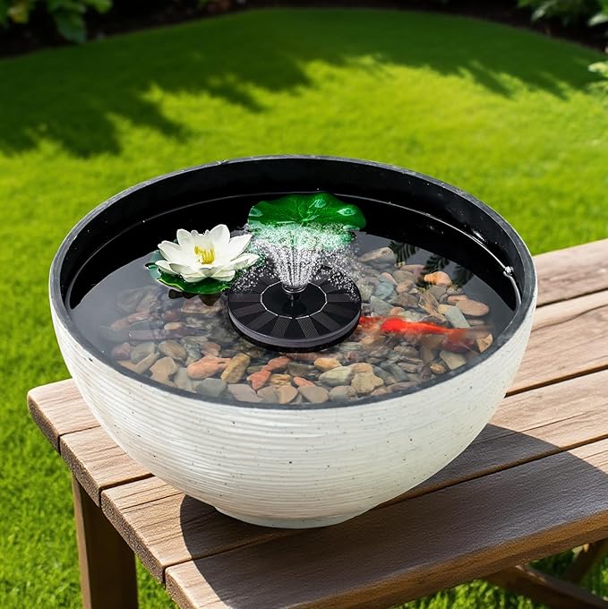 13.7inch Large Lotus Bowl Planter Garden Water Plant Pot Bird Bath Bowl Landscaping Planter Water Lily Pots for Outdoor Indoor Planting in Water Small Fountain Base Mini Fish Pond (White)
