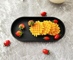 Black Small Tray (11.8 inch), Oval Tray for Kitchen Counter, Bathtub Bathroom Vanity Items, Countertop Organizer, Coffee Accessory, Bar, Serving Seasoning, Salt and Pepper, Soap, Perfume.
