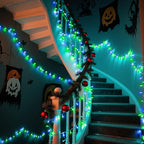 120 LED Blue Green Christmas Lights Outdoor Waterproof, 40ft Clear Wire Christmas Tree Lights 8 Modes Plug in Twinkle Fairy Lights for Indoor Christmas Bedroom Tree Decoration