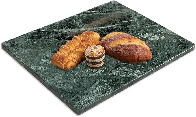 Diflart Natural Marble Stone Cutting Board for Kitchen, 16x20 Inch, Green, Marble Slab Pastry Board Large for Cheese, Serving, Baking, Pack of 1 Piece