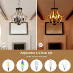 Farmhouse Hanging Pendant Lighting, 4-Light Rustic Flush Mount Ceiling Light Fixture,Modern Faux Wood Vintage Chandelier for Dining Room Kitchen Island Foyer Hallway Entryway Bedroom