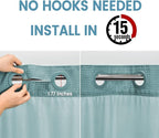 Teal No Hook Shower Curtain with Snap in Liner,230GSM Waffle Weave Shower Curtains for Bathroom,71W x 74H