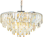 Chrome Modern Round Top K9 Crystal Chandelier Lighting Fixture, 8 Lights Round K9 Crystal Adjustable Hanging Lamp for Dining Room Bedroom Living Room,Hallway,Bar,Kitchen W24''