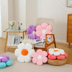 Purple Flower Pillow 19.68 inch Flower Shaped Throw Pillows Daisy Plush Pillow Floor Pillows Seat Cushion Cute Aesthetic Decorative Throw Pillows for Bed Home Sofa Chair Couch Decor