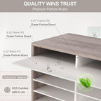 TQVAI Literature Organizer, Heavy Duty 48 Compartments Countertop Mail Organizer with Adjustable Shelves, Wooden Desk Paper Storage Organizer, Mailboxes Cubbies for Office, Classroom, Retro Grey/White