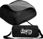 Waterproof Outdoor Blanket 92”X 60” Packable, Stadium Blankets for Camping with Quilted Fleece Lining, Large Windproof Emergency Throw Mat for Garss Picnic Hiking Road Trip, Machine Washable, Black