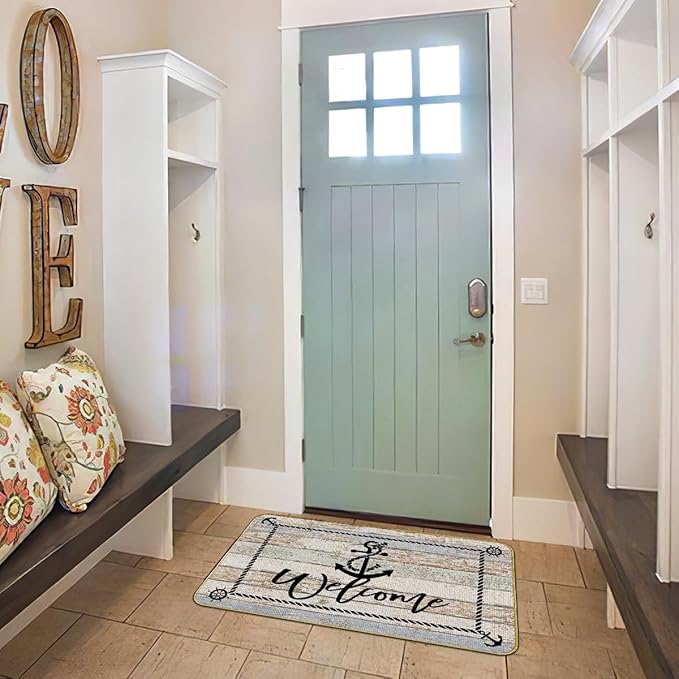 Mingnei Boat Floor Mat, Nautical Welcome Boat Doormat Outdoor Door Mat Rug for Boats Entrance Decor, Nautical Ship Floor Mats for Home Indoor Outdoor Rug 30 x 17 Welcome Mat