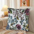 Water Resistant Outdoor Throw Pillows for Patio Furniture,18x18 Inch Decorative Pillows Set of 2 with Insert,Hidden Zipper Headrests for Sofa Couch Chair(Butterfly Flower)