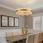 Alabaster Round Chandelier, 32 Inch Natural Spanish Marble Stone Texture Chandeliers, Dimmable Dining Room Chandelier over Table, Modern Luxury Lighting for Living Room, Bedroom, Entryway, Foyer