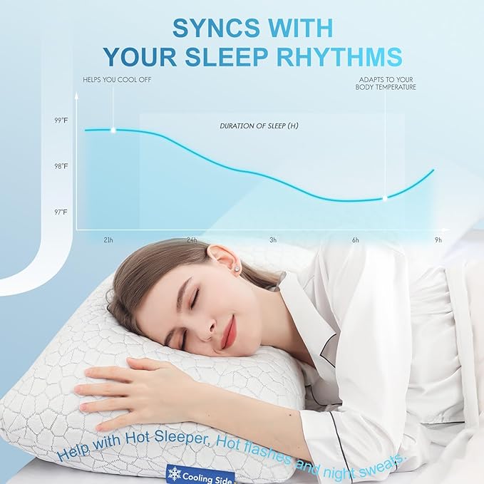 QUTOOL Cooling Bed Pillows for Sleeping Shredded Memory Foam King Pillows 2 Pack Gel Pillows King Size Set of 2, Support Yet Soft Adjustable Pillow for Side, Back Sleepers