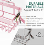 Veken Large Capacity Shower Caddy 6-Pack, No Drilling & Rustproof, Adhesive Shower Shelves with Soap Holder, Bathroom Organizers and Storage, Wall-Mounted Kitchen & Home Decor, Pink
