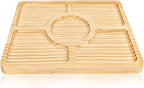 Divided Wood Serving Tray, Rectangular Tray Chip and Dip Platter, Serving Tray with 5 Sections for Appetizers & Snacks, Veggie Platter, Food Trays for Party 12'' x 8.7'' x 0.6''