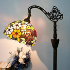 Tiffany Floor Lamp 12 Inch Stained Glass Lamp Purple Retro Handcrafted Adjustable Reading Lamp Suitable For Bedside Bedroom Living Room Office Tiffany Style Antique Home Decoration Art (Grape Flower)
