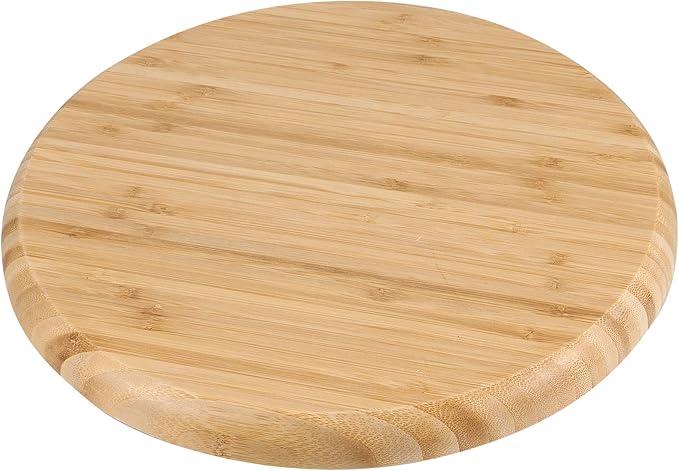 JOIKIT 5 Pack 8 Inch 20cm Bamboo Round Platter, Fine Polished Round Wood Plates Bamboo Serving Tray for Holding Fruit, Bread, Cheese, Nut, Coffee, Tea, Plant Saucer