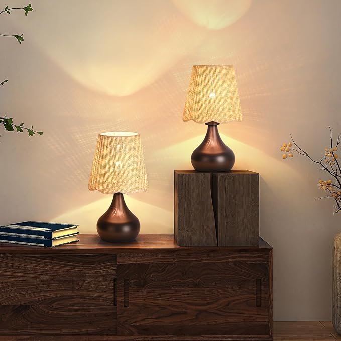 Oil Rubbed Bronze Small Table Lamp for Bedside, Farmhouse Bedroom Lamps for Nightstand, Vintage Small Table Lamps for Small Spaces for Bedroom, Kitchen Counter, End of Table, Office