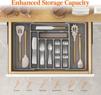 Lifewit Silverware Drawer Organizer, Expandable Utensil Organizer for Kitchen Drawers, Adjustable Cutlery and Flatware Tray, Plastic Spoons Forks Knives Holder Storage Dividers, Large, Gray
