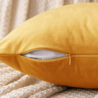 EMEMA Fall Gold Velvet Throw Pillow Covers 18x18 Inch Set of 2 Decorative Square Pillowcase Soft Solid Cushion Case for Couch Sofa Bed Bedroom Livingroom