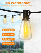 LED Outdoor String Lights 400ft Shatterproof Patio Lights with 212 Waterproof ST38 Vintage Bulbs(12 Spare), Dimmable Outside Hanging String Lights for Backyard Porch Balcony Party, Warm White