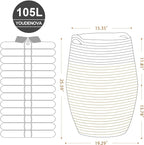 Cotton Rope Laundry Hamper by YOUDENOVA, 105L - Woven Collapsible Laundry Basket - Clothes Storage Basket for Blankets, Laundry Room Organizing, Bedroom Storage, Clothes Hamper – Dark Grey