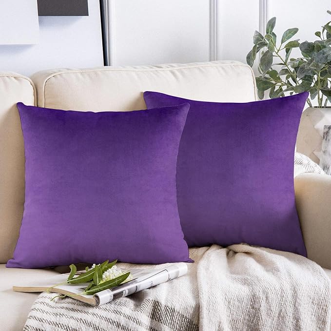 VAKADO Purple Throw Pillow Covers Decorative 16x16 Set of 2 Outdoor Decor Couch Cushion Covers Pillowcases Home Bed Decoration for Sofa Bedroom Office