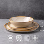 AmorArc Ceramic Dinnerware Sets,Handmade Reactive Glaze Stoneware Plates and Bowls Set,Highly Chip and Crack Resistant Dishware | Dishwasher & Microwave Safe Dishes,Service for 4 (12pc)