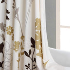 Extra Long Fabric Shower Curtain, Beige Brown Grey Floral Plant Shower Curtains for Bathroom, 72" W x 84" H