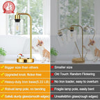 Set of 2 Industrial Table Lamps with USB Port, Gold Fully Stepless Dimmable Bedside Lamps for bedrooms, Nightstand Desk Lamp with Clear Glass Shade for Reading Living Room Office 2 LED Bulb