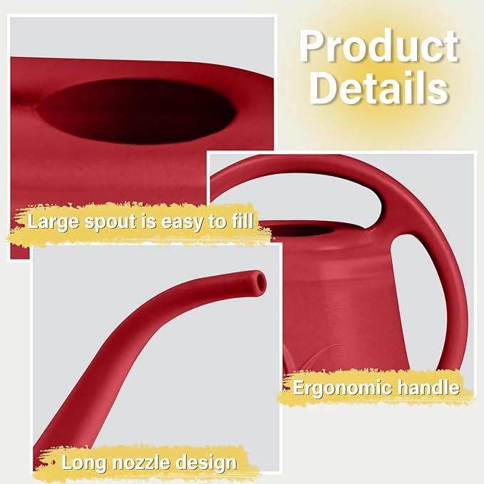 Watering Can - for Home Plant Garden - 1 Gallon - Wine Red