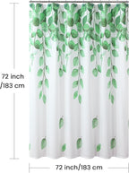 Fabric Shower Curtain, Green Watercolor Eucalyptus Leaves Shower Curtain for Bathroom, 72" W x 72" H