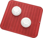 Silicone Dish Drying Mat for Multiple Usage,Easy clean,Eco-friendly,Heat-resistant Silicone Mat for Kitchen Counter or Sink,Refrigerator or Drawer Liner Red 2XL 24 inches x 18 inches