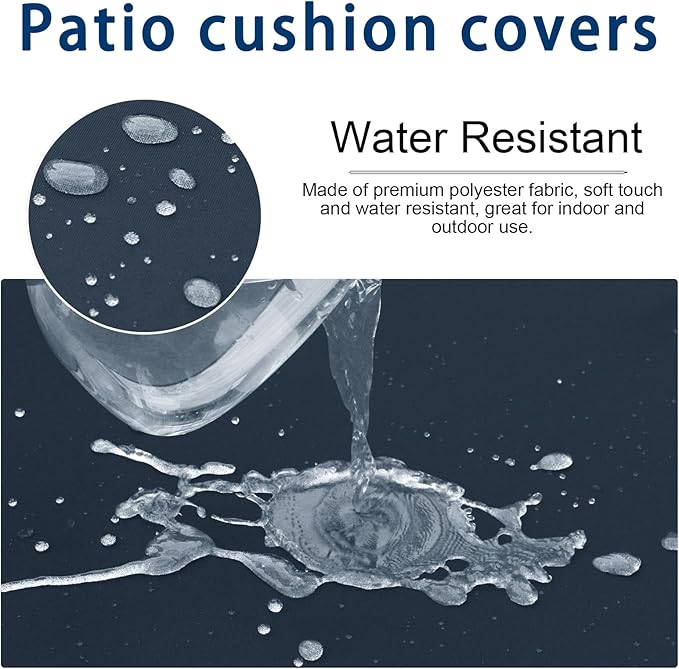 14 PCs Patio Cushion Covers for 7 PCs Outdoor Furniture Sectional Seating Sets Water Resistant Plus 2 Throw Pillows (Blue, 23.6(L)*23.6(W)*4.33(T) inches)