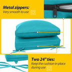 AAAAAcessories Outdoor Deep Seat Cushions, Waterproof, Fade-Resistant Patio Furniture Replacement Cushions, 24" x 24" x 5" + 24" x 13.5", Set of 4, Turquoise Blue