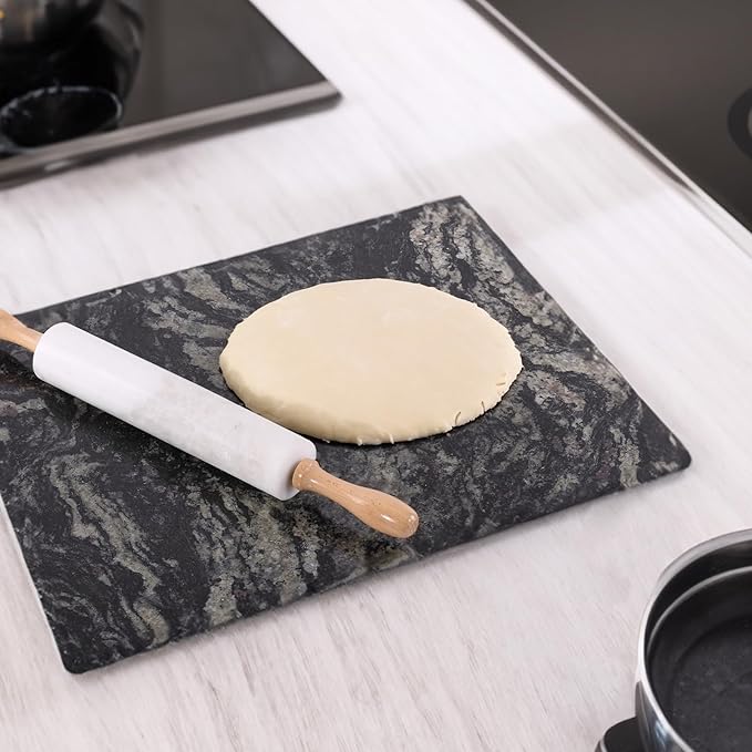 Koville Brazilian Natural Marble Cutting Board for Kitchen, 16x20" Extra Large Hand Crafted Marble Slab for Cheese, Charcuterie, Pastry Board - Wedding Gift, House Warming Gift