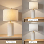 23" Ceramic Table Lamp Set of 2, 3-Level Dimmable Farmhouse Bedside Lamps for Bedroom, Nightstand Lamps for Living Room, Rustic End Table Desk Lamps with Rocker Switch, LED Bulb Included