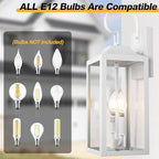 19" White Outdoor Wall Lantern 2-Light, Large Modern Wall Sconce Light Fixture, Industrial Porch Light with Glass, Waterproof Farmhouse Exterior Lamp