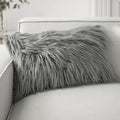 Phantoscope Faux Fur Solid Decorative Pillow Cover Fluffy Throw Pillow Mongolian Luxury Fuzzy Pillow Case Cushion Cover for Bedroom and Couch,Gray 12 x 20 Inches