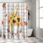 Fall Pumpkins Leaves Shower Curtain, Thanksgiving Shower Curtains Set with Hooks,Rustic Farmhouse Gray Buffalo Plaid Waterproof Fabric Bathroom Decor Home Accessories,72 X 84 Inch Extra Long