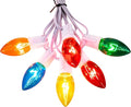 Minetom C9 Multicolor Christmas String Lights, 25FT 25+2 Bulbs Bright & Warm Outdoor Christmas Lights, Long Life C9 String Lights for Tree Patio Gazebo Wreath, Green Wire