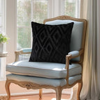 Pallene Black Throw Pillow Covers 12x20 Set of 2, Soft Plush Faux Fur Decorative Lumbar Couch Pillow Covers for Sofa Bed Living Room Pillow Cases with 3D Diamond Pattern