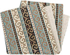 Boho Square Throw Pillow Covers Turquoise and Black - 20 x 20 Inches Decorative Kilim Pillows, Hippy Room Decor for Couch, Bohemian Outdoor Case for Farmhouse, for Sofa