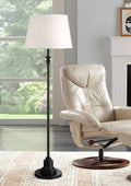 360 Lighting Spenser Traditional 58" Tall Standing Floor Lamp Skinny Pole Pull Chain Satin Black Metal Living Room Bedroom House Reading Office Home Decor Entryway Dining Indoor Family White Shade