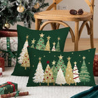 AACORS Christmas Pillow Cover 12X20 Inch Watercolor Christmas Tree Stars Decoration Holiday Farmhouse Winter Pillow Case for Sofa Couch Decor（Green） AA366-12