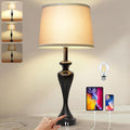 28.5" Tall Touch Table Lamp for Bedroom, Bedside Lamps with USB C+A & AC Port, 3 Way Dimmable Lamps for Night Stands, 2700K Black Farmhouse Bedroom Lamp for Living Room End Tables Office Desk