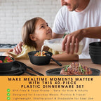 40-Piece Unbreakable Kids Dinnerware Set for Toddlers & Children, BPA-Free & Easy-Clean PP Plates and Bowls, Microwave & Dishwasher Safe, Complete Family Pack (Service for 8)
