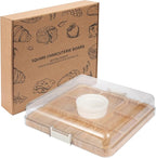 WILLKOMMEN Charcuterie Board with Lid- 9 Compartment Carbonized Bamboo Serving Tray with Locking Lid, Square Serving Platter Divided Serving Dishes for Party Cheese Snack Fruit