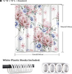 Colorful Floral Shower Curtain Watercolor Flower Modern Design Bathroom Curtain Girls Pretty Plant Decor Shower Curtain with Hooks Waterproof Polyester Fabric 72x78 Inch