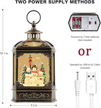 Christmas Snow Globe Swirling Glittering Snowman Choir with Music & Timer, USB Lined/Battery Operated Lighted Water Lantern for Christmas Festival Decoration Gifts